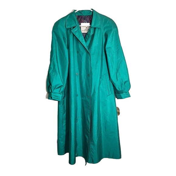 VTG London Towne by London Fog  Size 6 Bright Green Trench Coat Rain Jacket - Picture 1 of 7